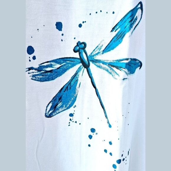 MISSLOOK Women's White LongSleeve Dragonfly detail V-Neck Shirt XL - Picture 3 of 12